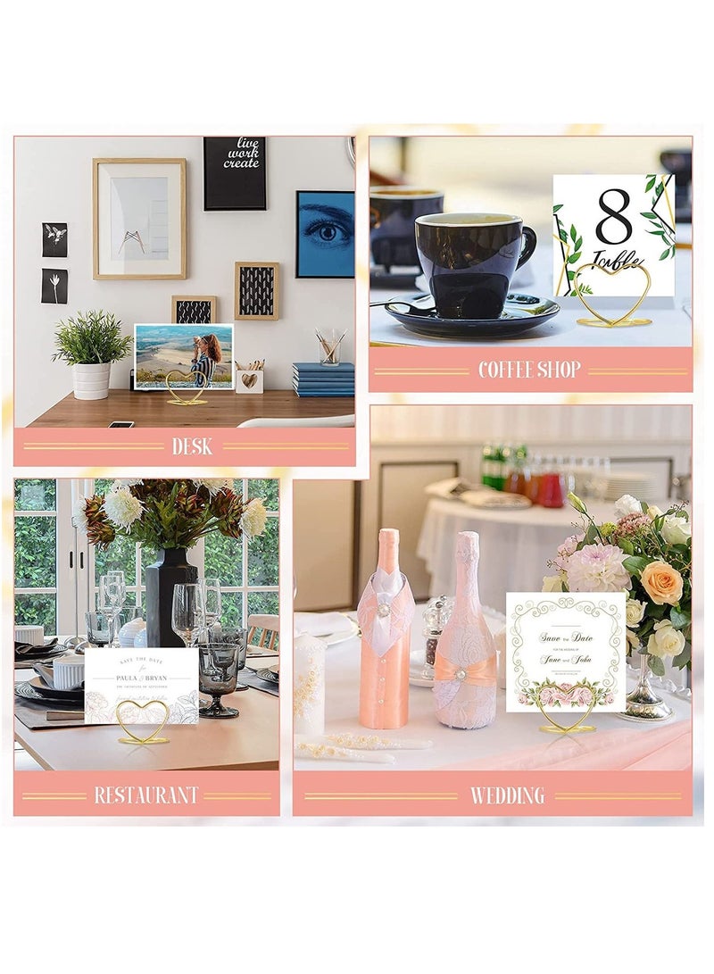 SYOSI Table Number Holder Heart Shaped Position Card Holder Steel Table Number Holder Wedding Seating Label Holder for Wedding Graduation Photo Memo Birthday Bridal Party - Image 5