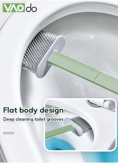 VAOdo 3 In 1 Multifunction 3 Pack Silicone Set with Base Wall Hanging Floor-standing Toilet Brushes  for Bathroom Green  - Image 2