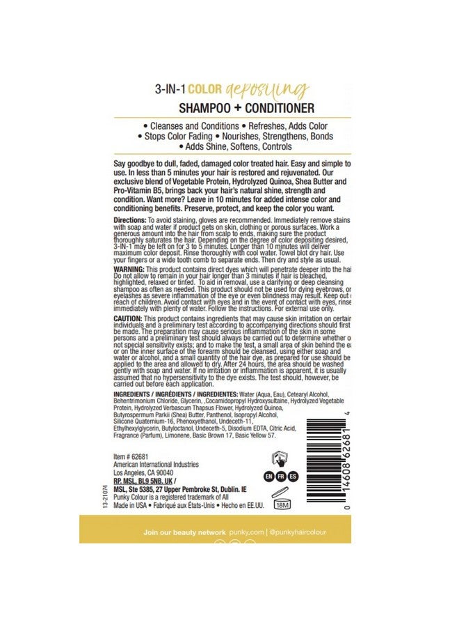 Punky Colour 3-in-1 Color Depositing Hair Cleanser & Conditioner, 8.5 fl oz. (Blondetastic) - Image 2