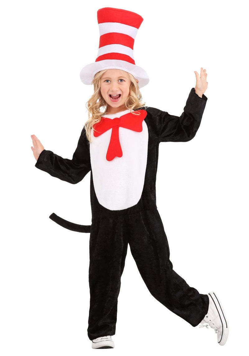 elope Dr Seuss the Cat in the Hat Costume for Kids Polyester Velvet Jumpsuit Felt Top Hat Tail Small 46