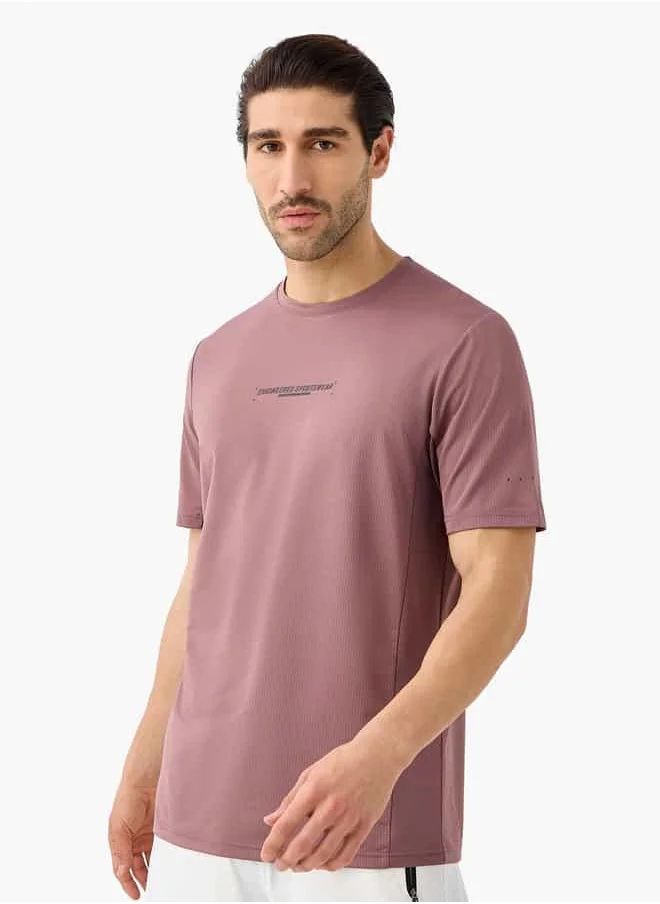 ADOT Textured Crew Neck T-shirt with Short Sleeves