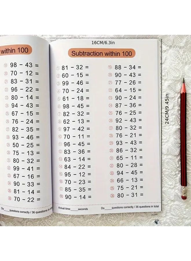 Math Workbook 2232 Addition Subtraction Problems Within 100 64 Pages Mental Arithmetic Exercises 1st 2nd Grade - Image 3