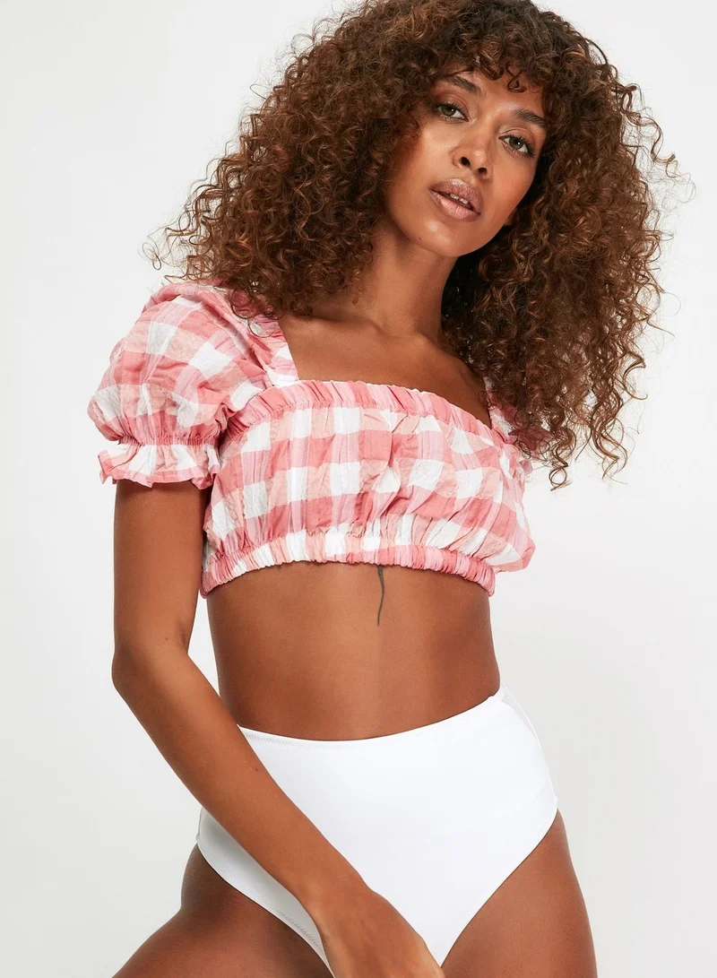 trendyol Checked Bikini Top