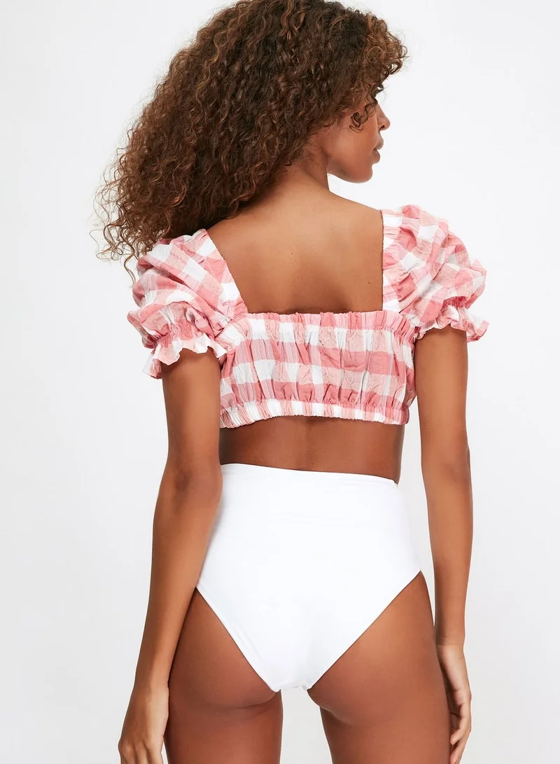 trendyol Checked Bikini Top
