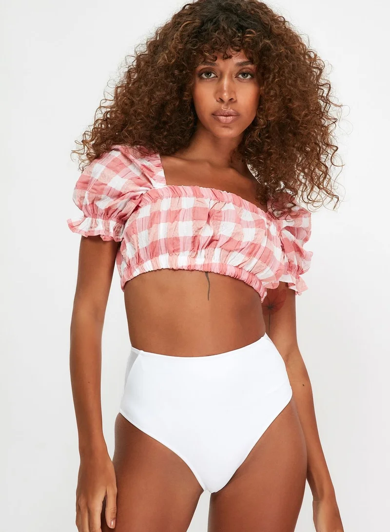 trendyol Checked Bikini Top