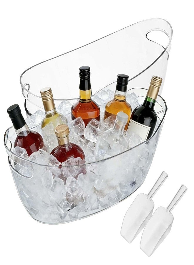 MYFULLY Ice Buckets for Parties 2-Pack, Clear PET 5L Beverage Tub with Ice Scoops, Large Ice Bucket for Wine, Champagne, Beer, Cocktails, Mimosa Bar Supplies - Image 1