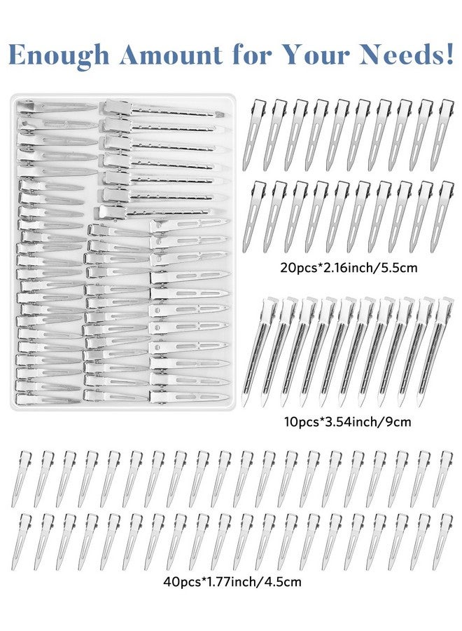 MORGLES 70Pcs Metal Duck Billed Hair Clips Morgles 3 Sizes Hair Roller Clips With 2Pcs Rat Tail Combs For Hair Stylist Sliver Alligator Hair Clips For Hair Bows Doing Makeup Sectioning With A Case - Image 5