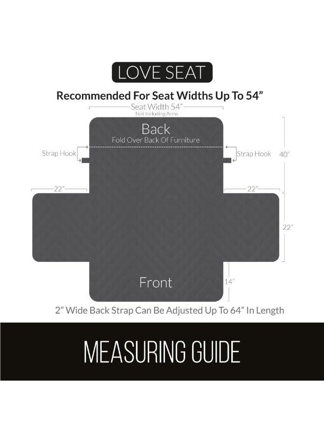 Sofa Shield Sofa Shield Loveseat Slip Cover with Patented Strap Cushion Protector Reversible Stain and Dog Tear Resistant Slipcover Quilted Microfiber 54in Seat Washable Covers for Dogs Pets Charcoal Linen  - Image 4