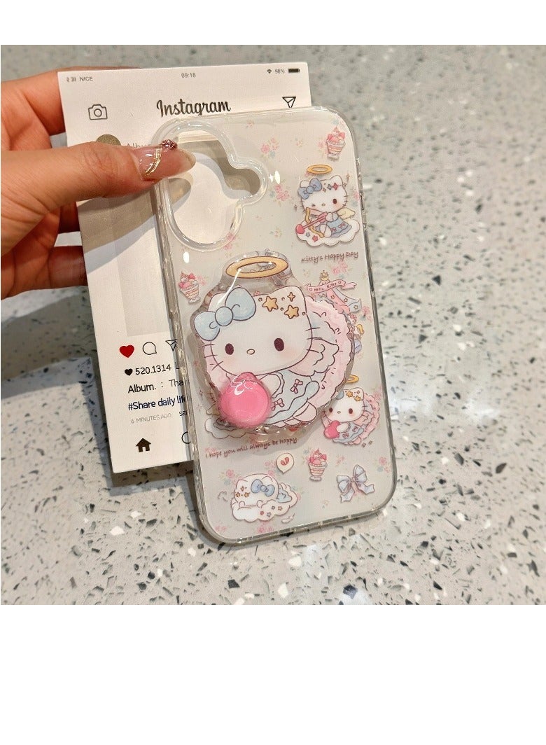 NIBEMINENT Summer Puppy Protective TPU Case Cover For iPhone 17 Pro, Angel Kitty With Kitty Stent