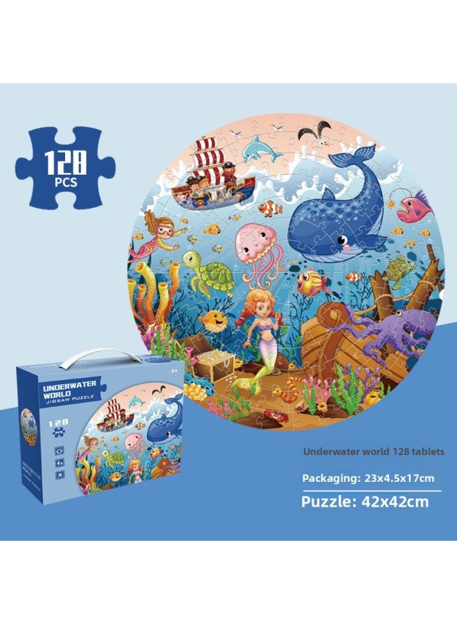 لغز لعبة أحجية للأطفال بعمر 3-6 سنوات هدية عيد ميلاد للأطفال في رياض الأطفال - اللون: عالم تحت الماء - 128 فيلم [صندوق ملون]] - Image 1