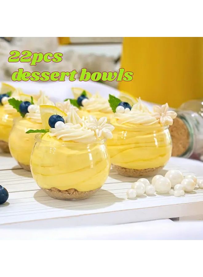 22pcs 3 Oz Sphere Mini Dessert Cups Parfait Professional Grade Recyclable Clear Plastic Fishbowl For Parfait Desserts Events And Parties Small Dessert Containers - Image 1