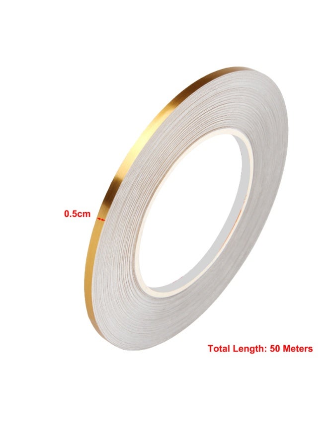 شريط لاصق بلاط سيراميك مقاوم للعفن ديكور بلاط أرضيات بلاط السيراميك ذهبي اللون لاصق ذاتي اللصق لبلاط الحائط، 50 متر، 0.5 سم - Image 2