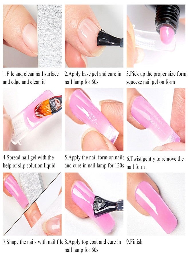 MSRUIOO Poly Extension Gel Nail Kit, Clear White Pink Builder Nail Starter Kit with Dual Nail Forms, Nail Clips for Poly Gel, Home Manicure Set - Image 4