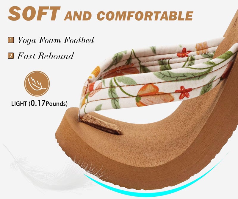 KuaiLu Womens Yoga Mat Flip Flops Comfortable Arch Support Ladies Summer Beach Pool Cushion Walking Thong Sandals Orthotic Slip on Outdoor Slides Travel Essentials Outfits Slippers Shoes Beige Size 9 - Image 4