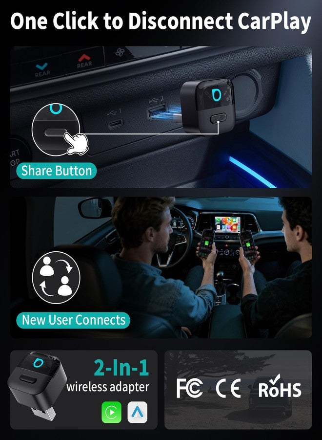 OTTOCAST Mini Pico 2-in-1 Wireless CarPlay & Android Auto Adapter 2026, Plug & Play Dongle for iPhone & Android,Auto Connect,Wi-Fi 6 & Bluetooth 5.4,One-Tap Disconnect & Easy Switch, Small & Fast - Image 3