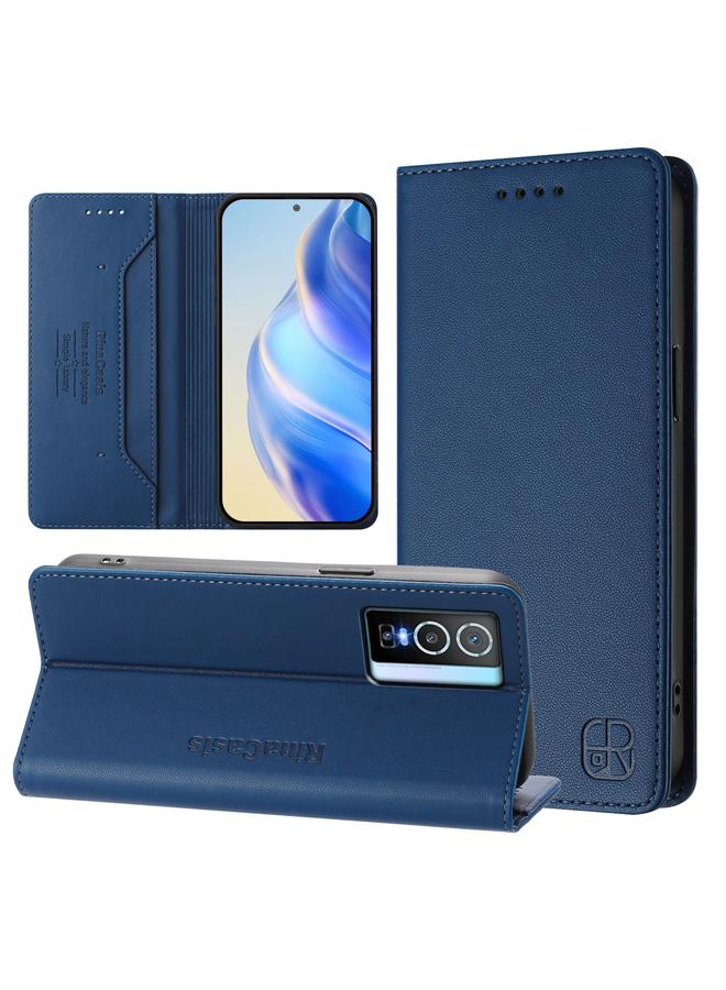 The Bros Case For vivo Y76 5G RC01 Dual-Folded Magnetic Suction RFID Leather Phone Case