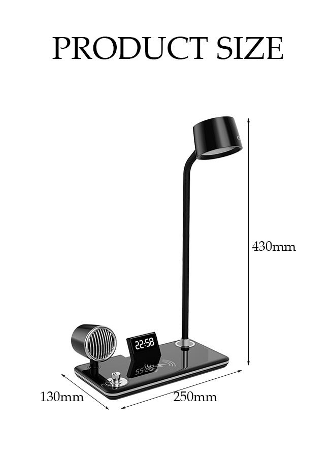 DUNISO LED Desk Lamp With 3 Modes, Touch Dimming With 10w/15W Fast Wireless Charging, Bluetooth Speaker And Electronic Clock, Desk Lamp For Bedroom And Office, Black - Image 3