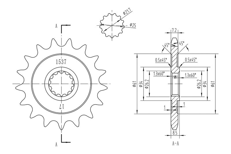 BikeMaster Front Sprockets 525 17T - Image 2