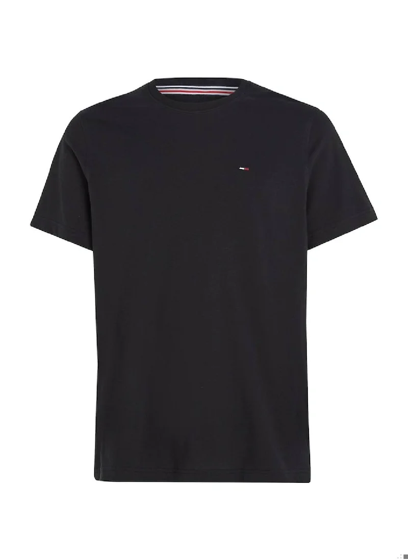 TOMMY HILFIGER Men's Regular Fit Crew T-Shirt, Black