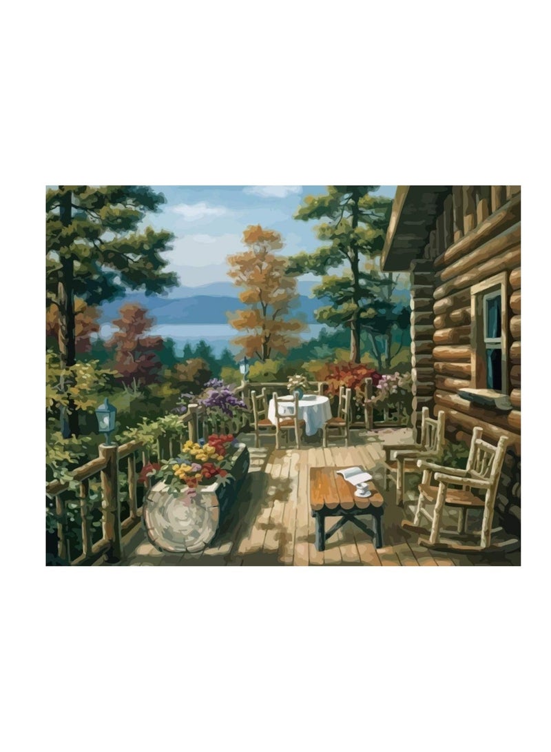 NIBEMINENT Paint by Numbers on Canvas DIY Acrylic Paints Set for Kids Adult Or Beginner with Brushes Pigment Drawing Paintwork 16x20inch Without Frame Landscape  - Image 1