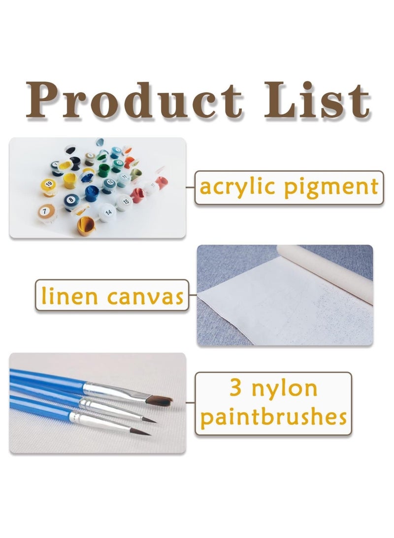 NIBEMINENT Paint by Numbers on Canvas DIY Acrylic Paints Set for Kids Adult Or Beginner with Brushes Pigment Drawing Paintwork 16x20inch Without Frame Landscape  - Image 4