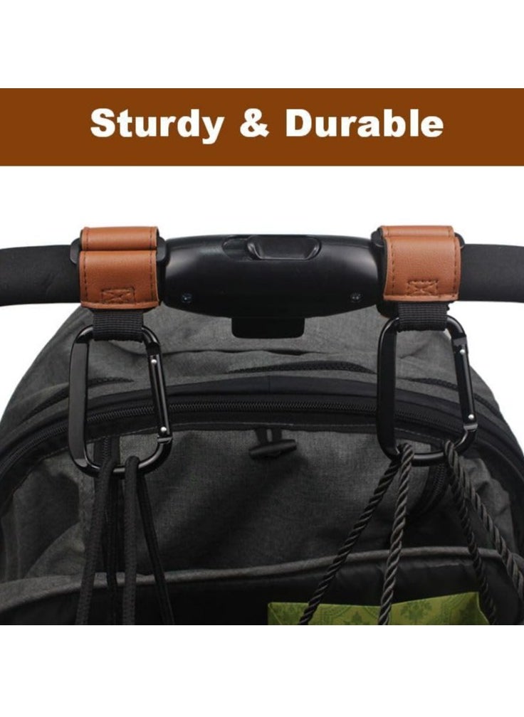 2pcs Baby Stroller Hooks Bag Hooks for Hanging Diaper Bags Pram Hooks for Changing Bag(Brown)