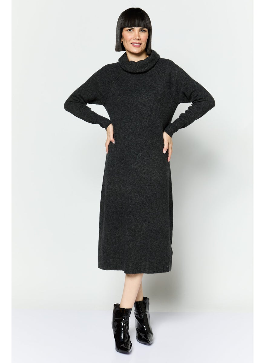 ESPRIT Women Knitted Midi Dress, Dark Grey  - Image 1