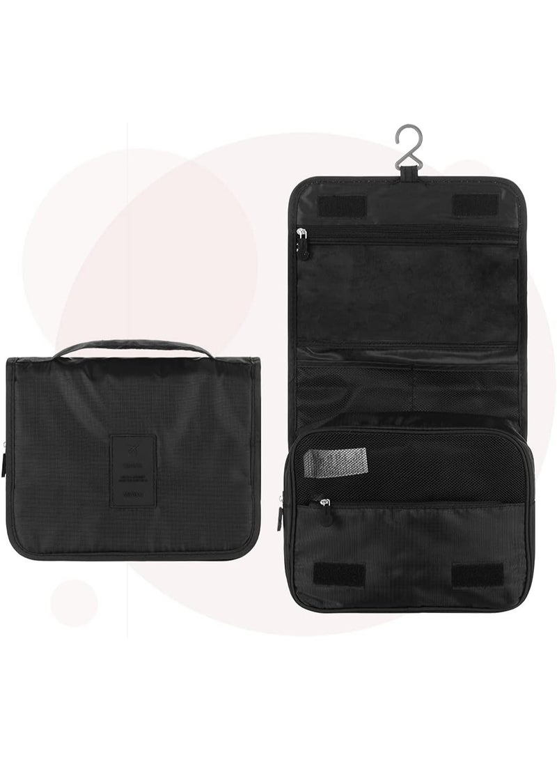 Travel Toiletry Bag Organizer Handy Cosmetic Bag Large Capacity Makeup Bag Portable Foldable Makeup Bag with Hook Organizer Cosmetic Bag for Men and Women- Black - Image 2