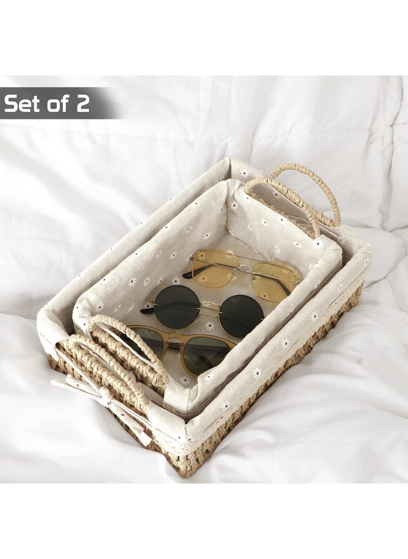 HOKIPO HOKIPO Environmental Friendly Paper Rope Wicker Storage Baskets with Handle, Pack of 2, Beige (AR-3907-BGE)  - Image 5