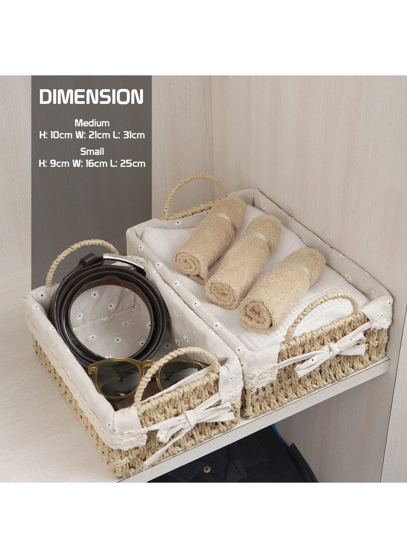 HOKIPO HOKIPO Environmental Friendly Paper Rope Wicker Storage Baskets with Handle, Pack of 2, Beige (AR-3907-BGE)  - Image 2