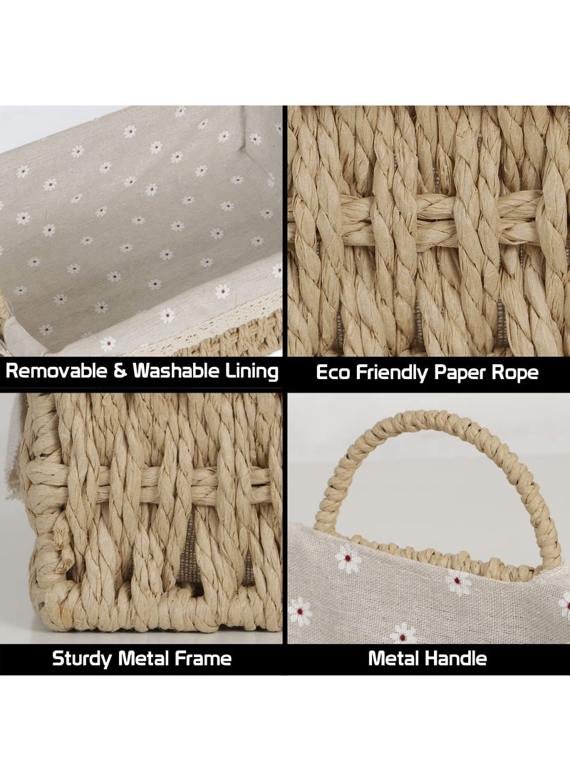 HOKIPO HOKIPO Environmental Friendly Paper Rope Wicker Storage Baskets with Handle, Pack of 2, Beige (AR-3907-BGE)  - Image 4