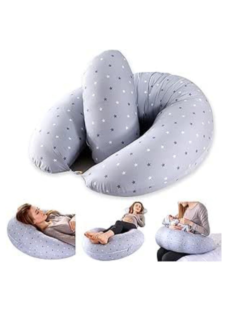 Multipurpose Feeding Pillow, Breastfeeding Pillow for Breastfeeding and Bottle Feeding, Baby Nursing Pillows, Bed C-shape Pillow and Baby Lounger for Newborn (0-12 months)_multicolor