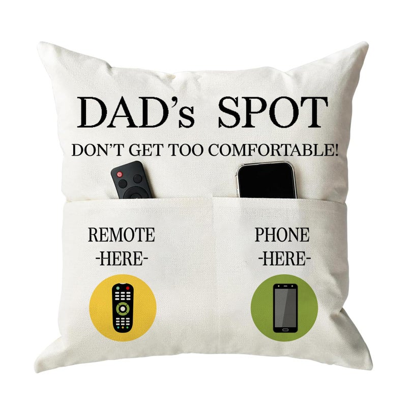 ONFAON Fathers Day Throw Pillow Case Dads Spot Throw Pillow Covers 18 x 18 InchDad Gifts from Daughter SonBirthday Christmas Thanksgiving Day Gifts for Papa Stepdad 2Pocket