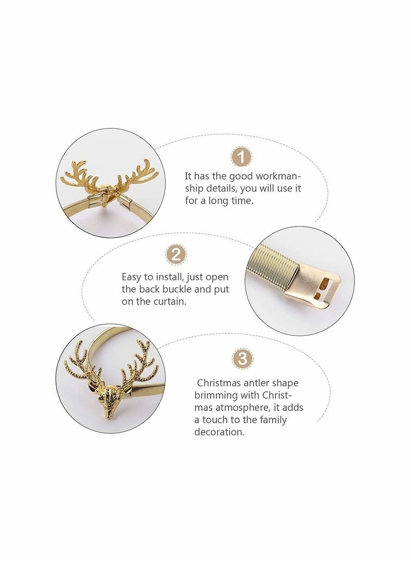 Y&D 2 Pack Curtain Tiebacks Holdbacks Adjustable Decorative Alloy Straps Clip Buckle (Golden Elk)  - Image 2