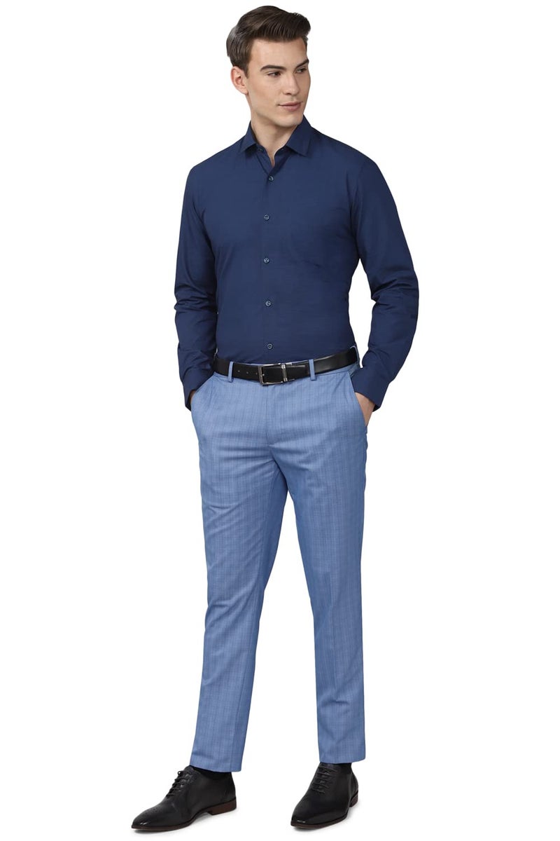 Peter England Men's Cotton Solid Slim Fit Shirt (PESFMSLBO15497_Navy 39) - Image 5