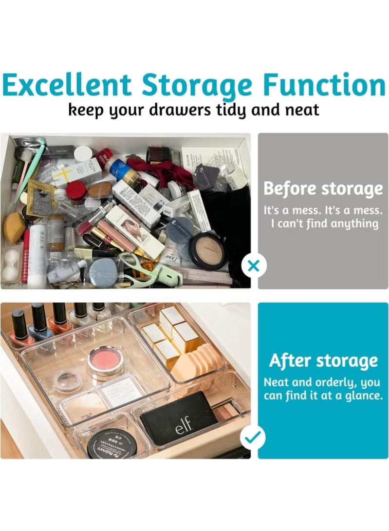 Set of 8 Clear Drawer Organizers, 4 Sizes of Organizing and Storage Trays, Drawer Organizer Bins for Kitchen, Vanity, Bathroom, Office - Image 5