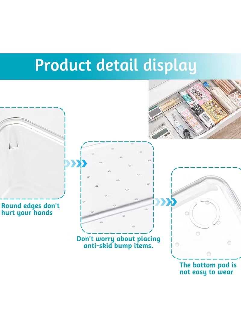 Set of 8 Clear Drawer Organizers, 4 Sizes of Organizing and Storage Trays, Drawer Organizer Bins for Kitchen, Vanity, Bathroom, Office - Image 4