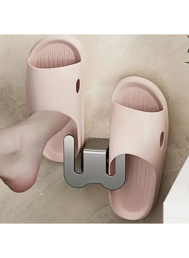 1 قطعة رف أحذية من الألومنيوم مثبت على الحائط منظف أحذية الحمام بدون حفر - Image 3