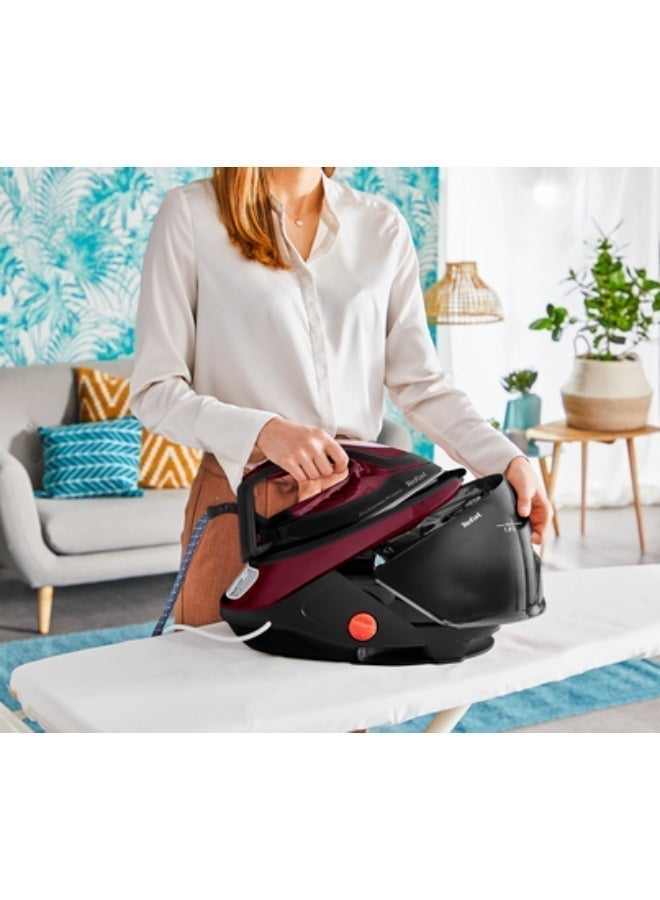 تيفال Tefal GV9230 Pro Express Ultimate مكواة مولد بخار، قوة 2600 واط، ضغط بخار عالي 7.5 بار، بخار مستمر 140 غ/دقيقة، دفعة بخار 560 غ/دقيقة، قاعدة Durilium Airglide Autoclean فائقة النحافة، خزان مياه قابل للإزالة سعة 1.8 لتر، إعداد تلقائي للبخار ودرجة الحرارة، بخار عمودي، مانع للتنقيط، إيقاف تشغيل تلقائي، وضع Eco، مجمّع مضاد للتكلس، أسود وCNY 2015 1.8 L 2600 W GV9230 - Image 4