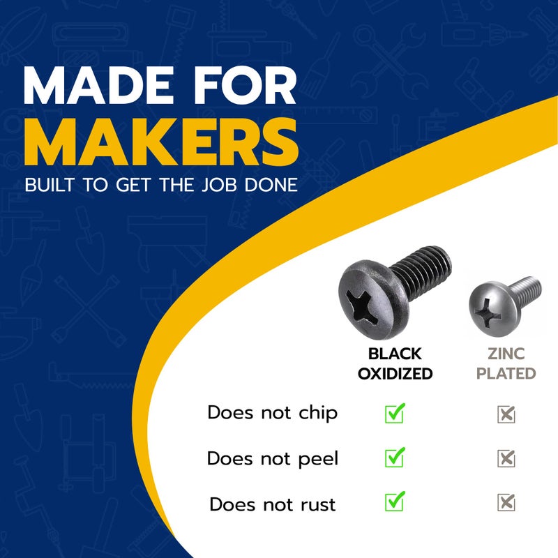 MAKERS BOLT Black License Plate Screws for BMW and Tesla, Phillips Machine Pan Head 18-8, Stainless Steel, M5-0.8 x 12 mm Bolt (Pack of 4) - Image 4