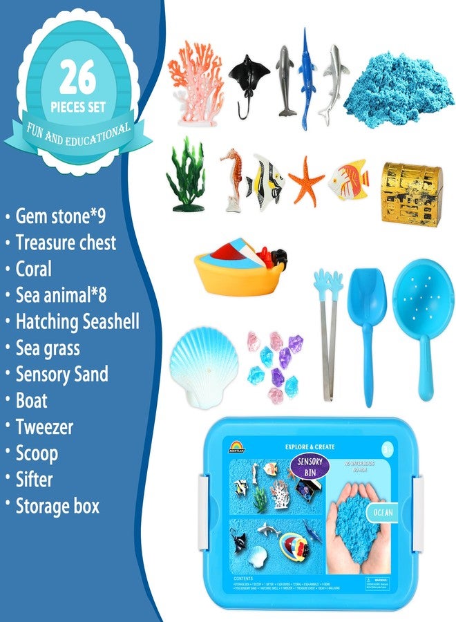 AGENTLAN Ocean Sensory Bin, Ocean Sensory Water Toys with Sea Animal for Toddlers Boys and Girls, Kids Toys Gift Sand Box for Age 3 4 5 6 7 8 - Image 2