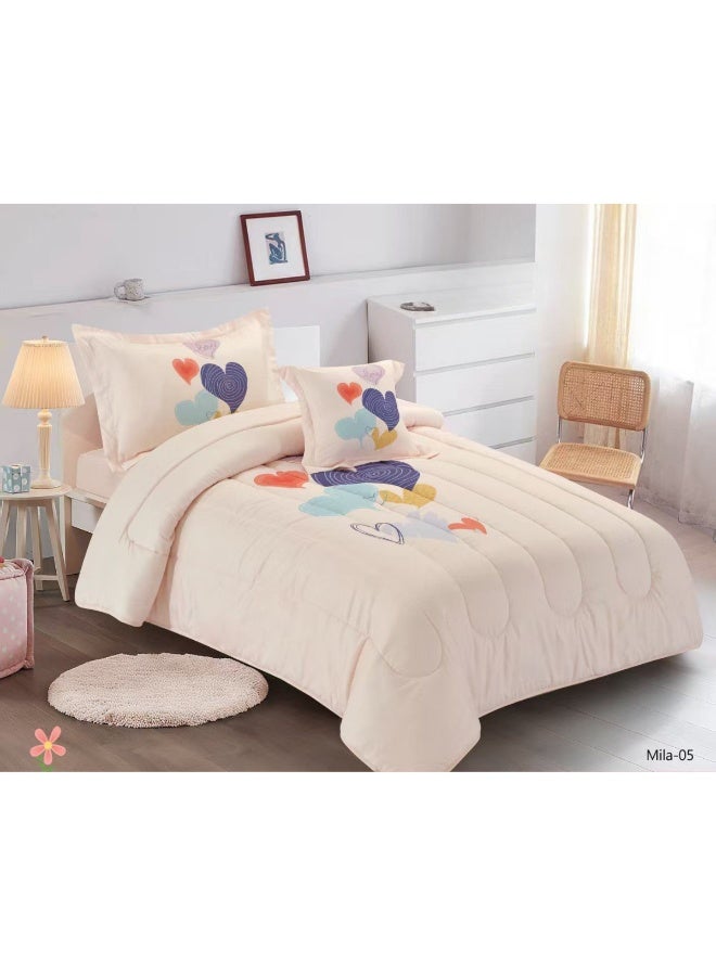 SMART HOME Modern Design 4-Piece Bedspread Set (Filled Bedspread 170x230cm + Mattress Protector 120x200+30cm + Pillowcase + Square Pillow Cover) - Luxury Youth Bedspread Set for Bedrooms and Students - Image 1