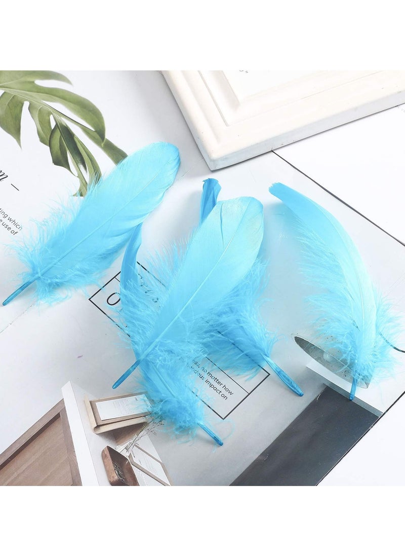 KASTWAVE 100PCS Natural Goose Feathers Decoration Assorted Colorful Feather for DIY Crafts Festival Erikord Blue - Image 2