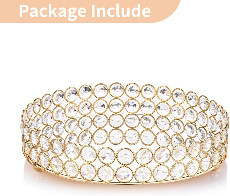 CentraLit صينية تقديم ذهبية مزينة بالمرآة مع كريستالات للتزيين للطاولة - Image 3