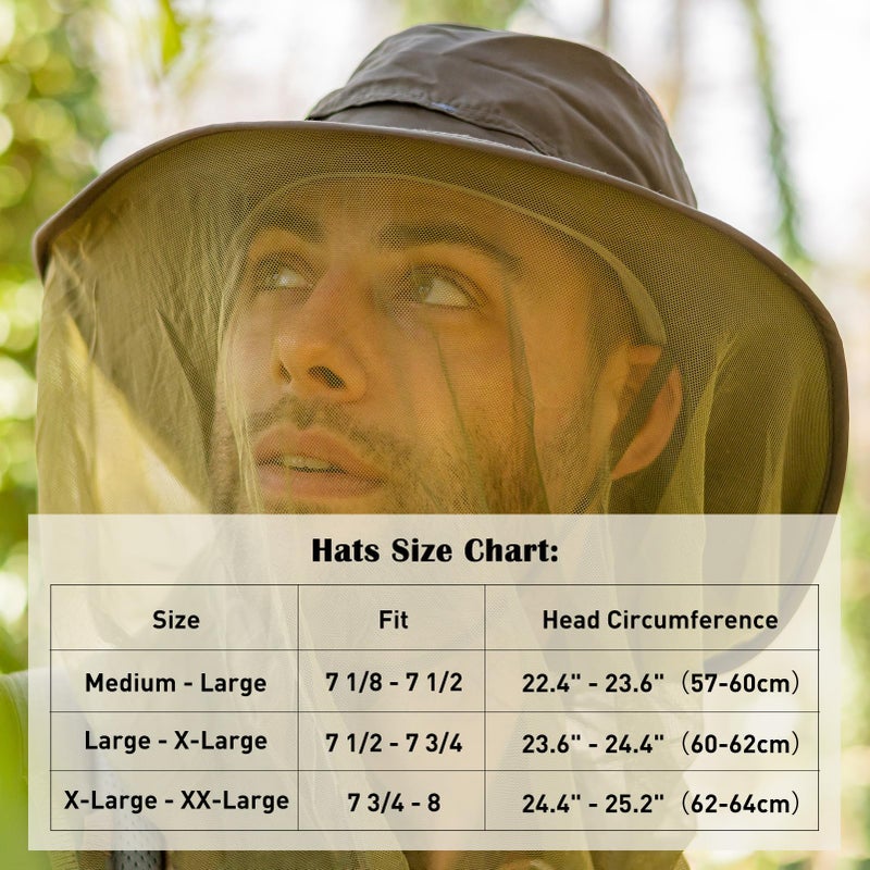 Comhats Net Fly Fishing Hat Summer Sun UV Exploring Men Nylon Bucket Hiking Boating Gardening Veil Hats Army Green - Image 2