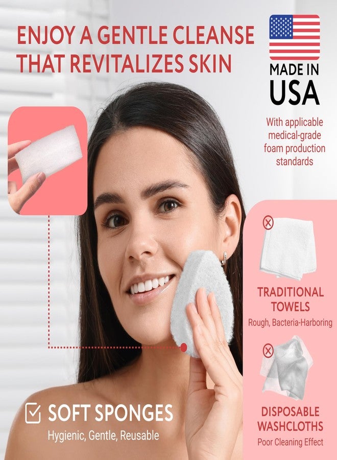 IMPRESA Facial Sponge - Daily Deep Cleansing Face Scrubber - Gentle Exfoliating Pads for Dead Skin Removal - Reusable Face Scrub Pads for Normal to Oily Skin (White, Thick) - Image 3