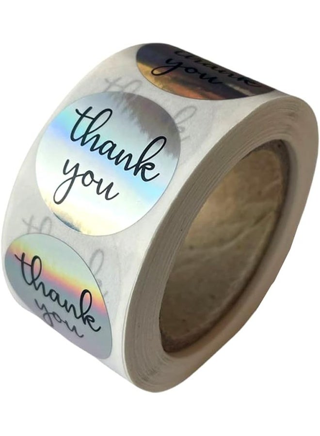 Premify ملصقات شكر بحجم 1 بوصة، 500 قطعة ملصقات شكر فضية للتغليف، أختام الأظرف، الأعمال الصغيرة، عيد الميلاد، تغليف هدايا الحفلات، ملصقات فضية للأعراس - Image 1