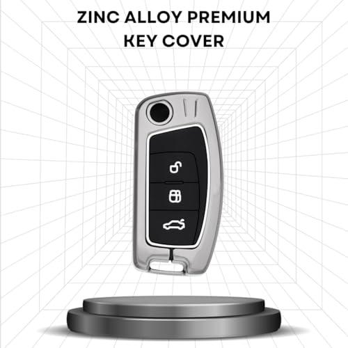 KEYCEPT Metal Alloy Key Cover Compatible for Ford | Old Ecosport 3 Button Flip Key with Keychain (Short Keychain). - Image 3