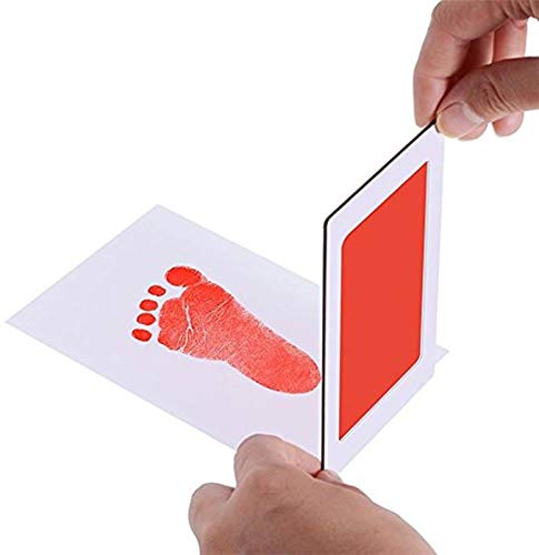 Grab Classy Safe Inkless Baby Handprint And Baby Footprint Ink Pad With Imprint Cards 100% Non-Toxic & Mess Free Safe For Newborn Baby And Toddlers (Red, 0-6 Months), 1 Count - Image 5