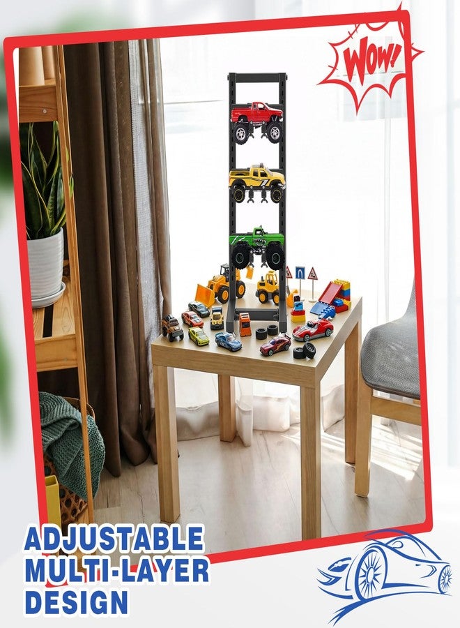 AceOrbit RC Car Stand Display Rack 8" x 9" x 24" Storage System for 1/10 1/12 1/18 1/24 1/32 Multiple Scale Cars/Trucks Stand Shelf Multi-Layer Workstation Rack(Black) - Image 5